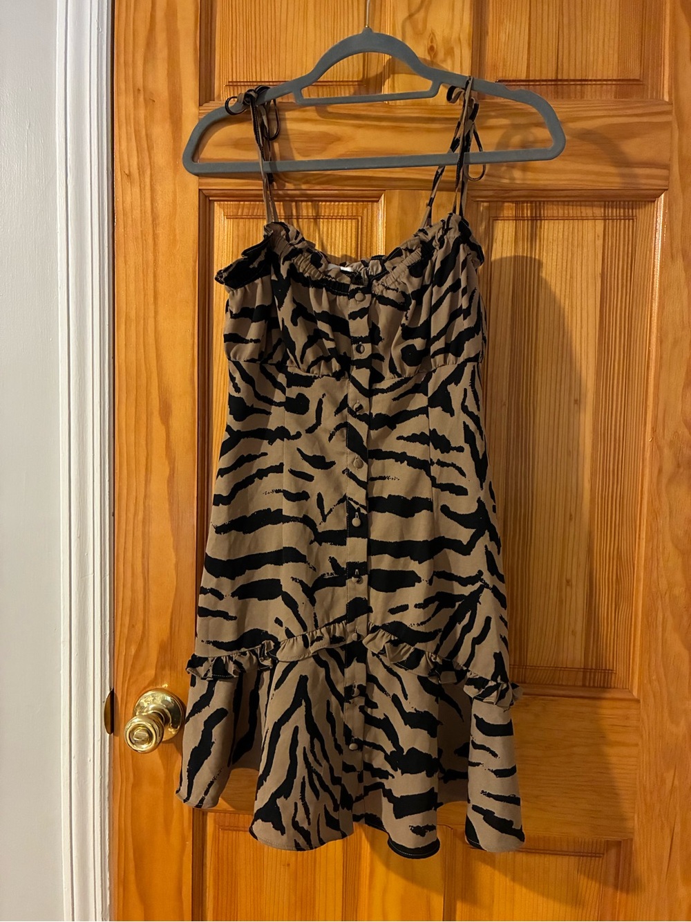 Bar III Beige and Black Zebra-Print Mini Dress